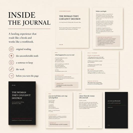 THE WOMAN THEY COULDN'T DESTROY: A 30-Day Journal for Healing After Narcissistic Abuse