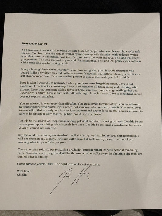 SIGNED - DEAR LOVER GIRL #1 LETTER/POEM